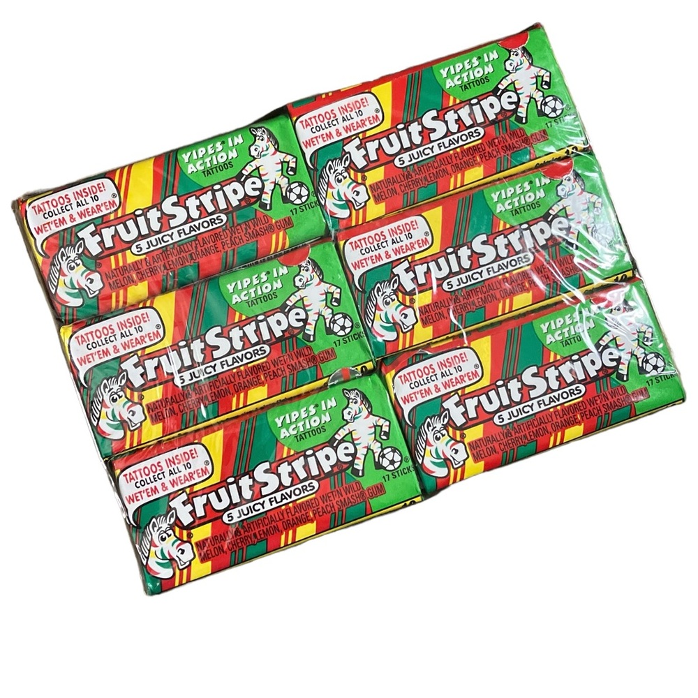 Fruit Stripe Chewing Gum 5 Juicy Flavors 12 packs Tattoo Discontinued‎ Exp 6/23